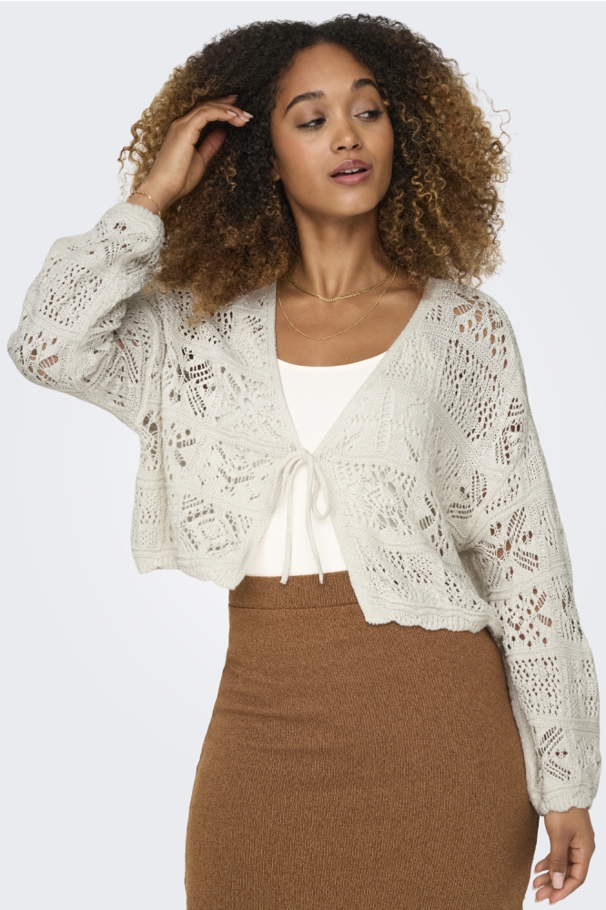ONLBEACH LIFE 7/8 TIE CARDIGAN KNT 15257604 Cloud Dancer